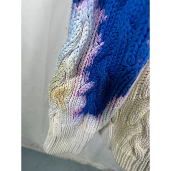 Balenciaga Tie Dye Cotton Chunky Knit Oversized Pink Blue Sweater Pullover Sz XS - Picture 8 of 16